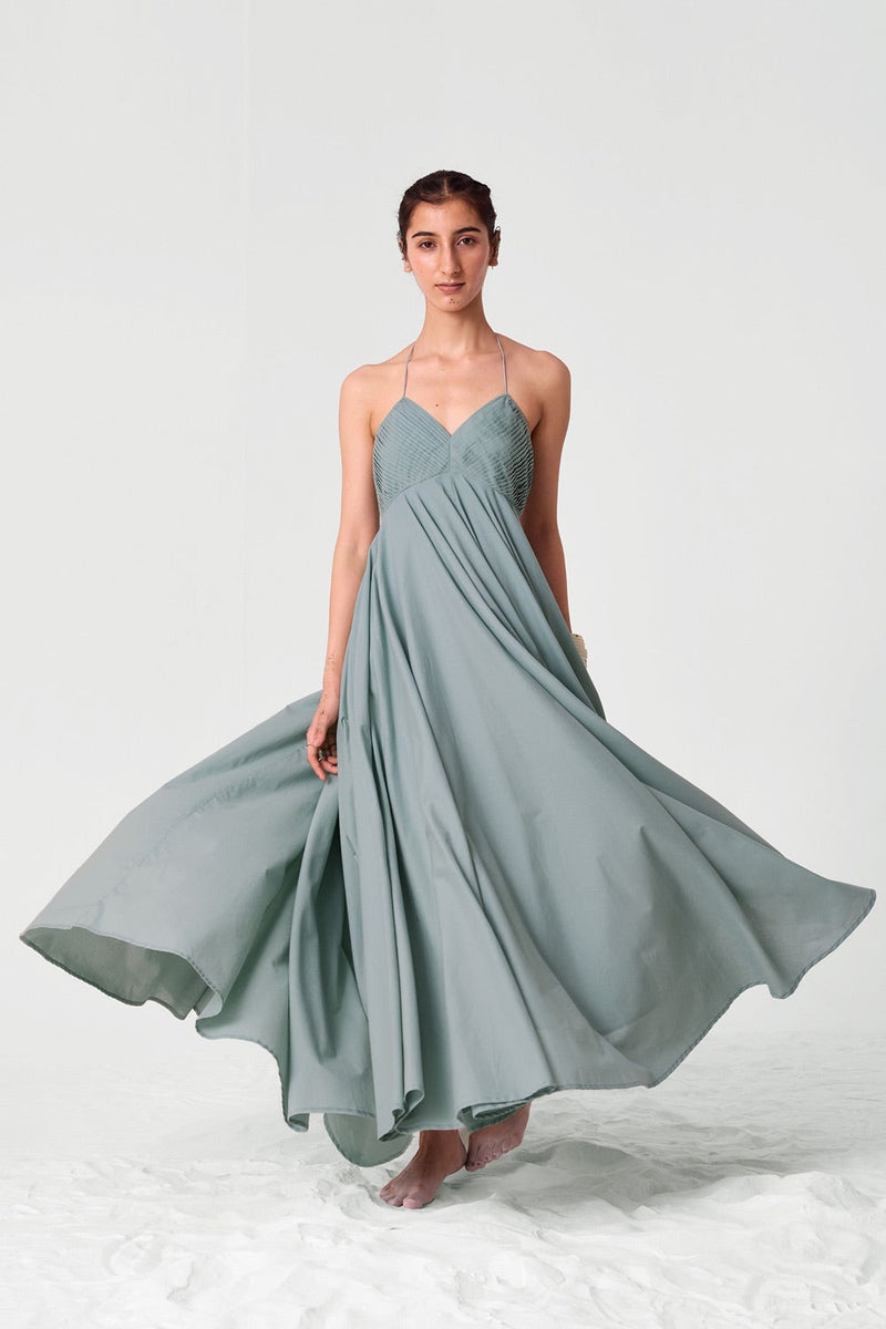Samir Pleated Halter Neck Dress