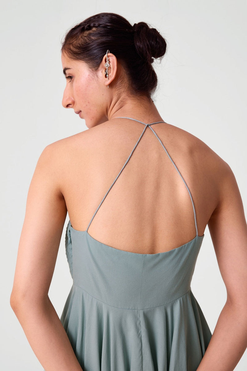 Samir Pleated Halter Neck Dress
