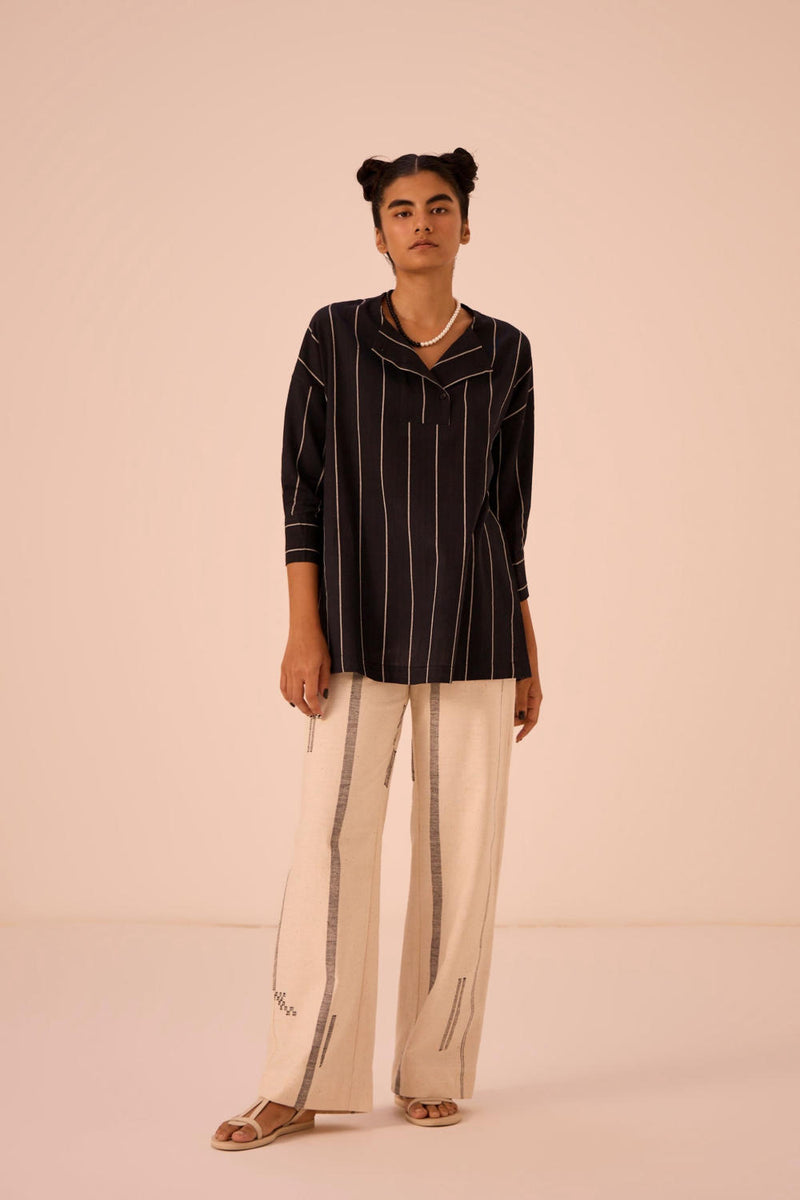 Samudra Black Striped Top cotton by The Summer House in black color for women in Singapore