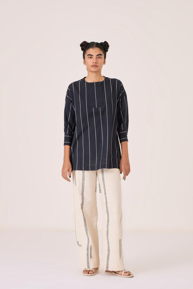 Samudra Black Striped Top cotton by The Summer House in black color for women in Singapore