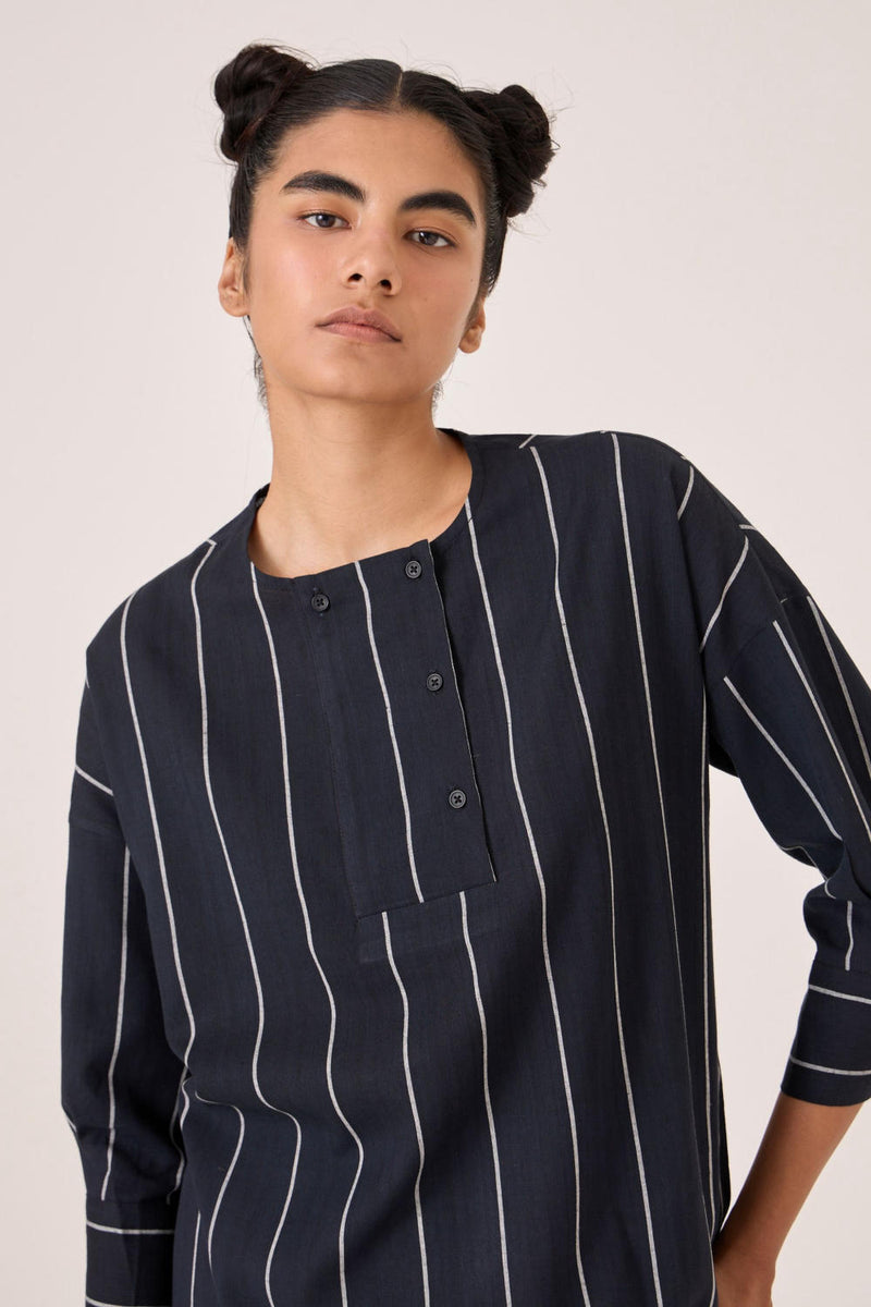 Samudra Black Striped Top cotton by The Summer House in black color for women in Singapore