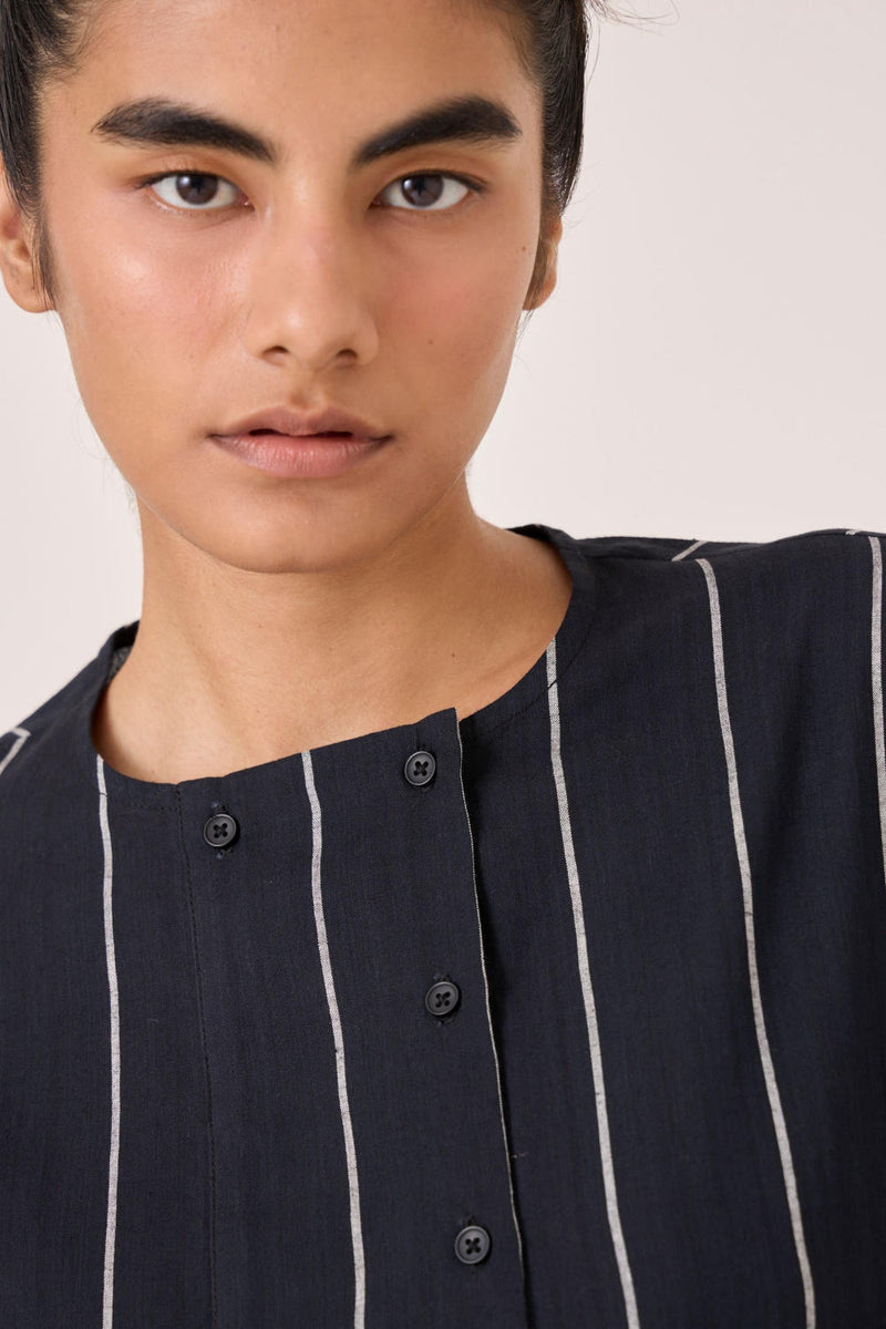 Samudra Black Striped Top cotton by The Summer House in black color for women in Singapore