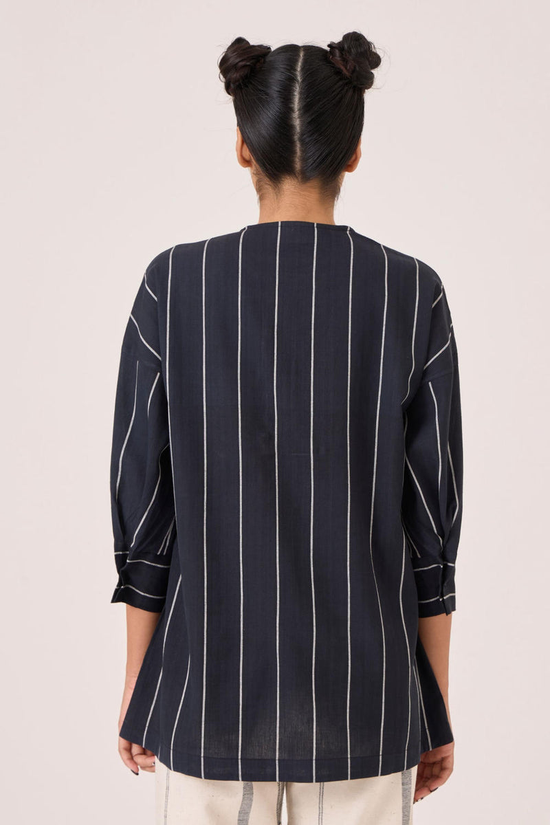 Samudra Black Striped Top cotton by The Summer House in black color for women in Singapore