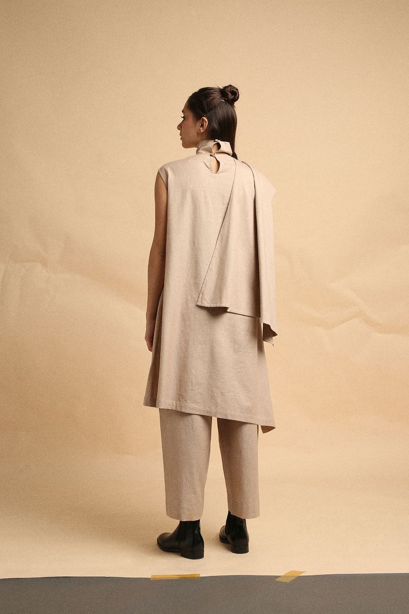 Sand Toga Co-Ord Set (2 PCS) 100% cotton by Mati in sand color for women in Singapore