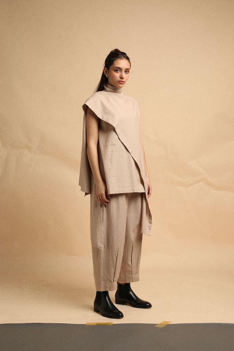 Sand Toga Co-Ord Set (2 PCS) 100% cotton by Mati in sand color for women in Singapore