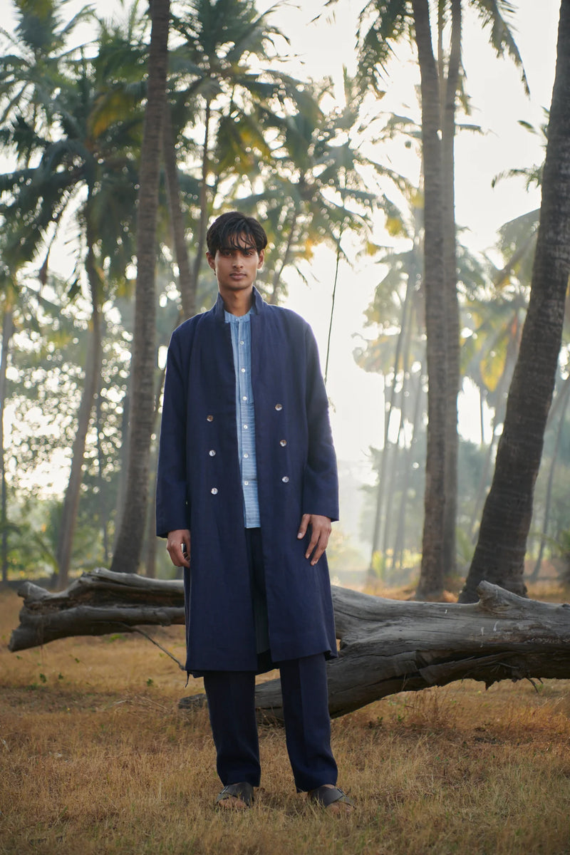 Neel Linen Denim Men's Summer Trench