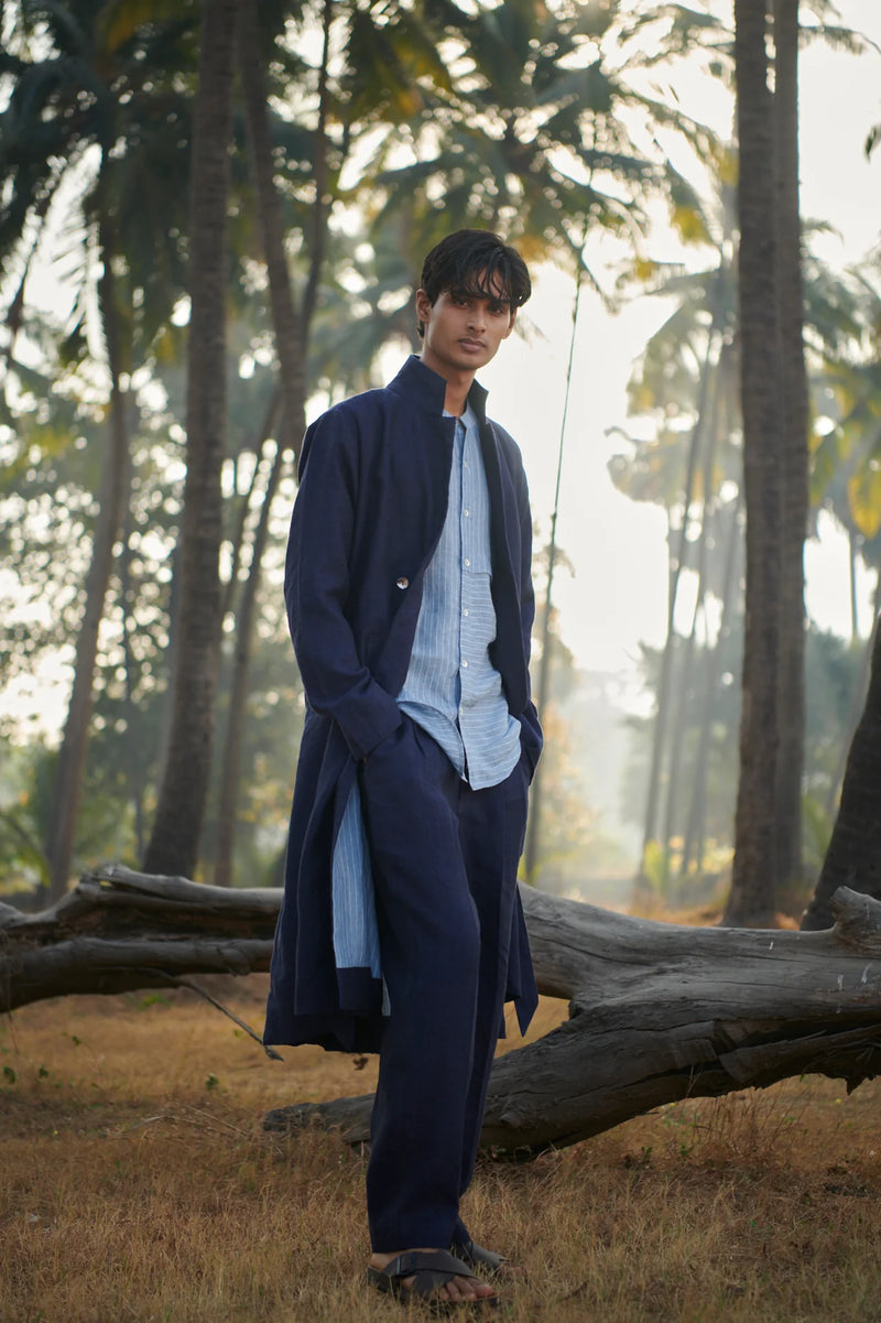 Neel Linen Denim Men's Summer Trench