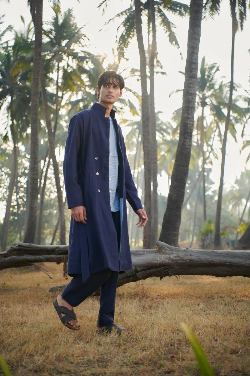 Neel Linen Denim Men's Summer Trench
