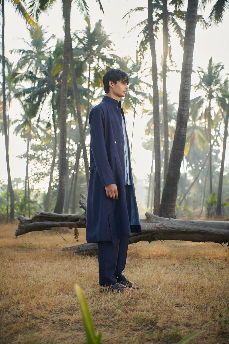 Neel Linen Denim Men's Summer Trench