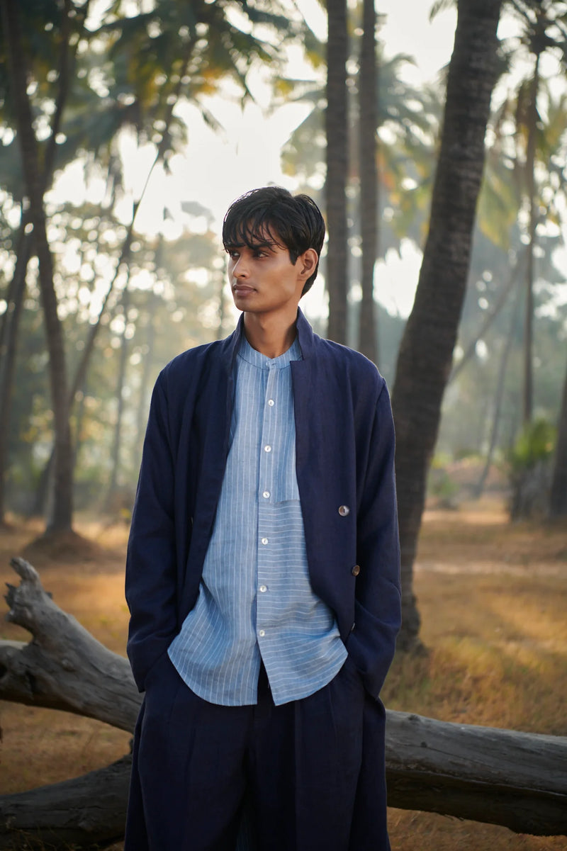 Neel Linen Denim Men's Summer Trench