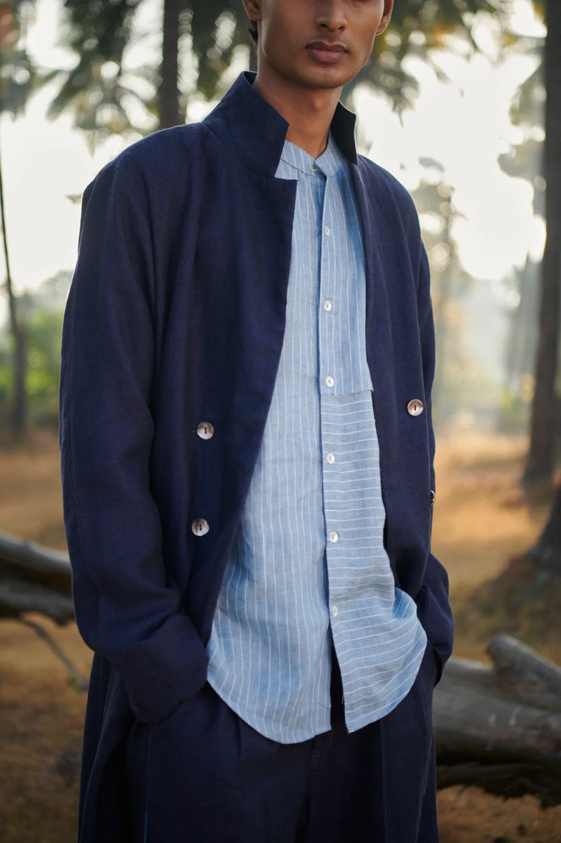 Neel Linen Denim Men's Summer Trench