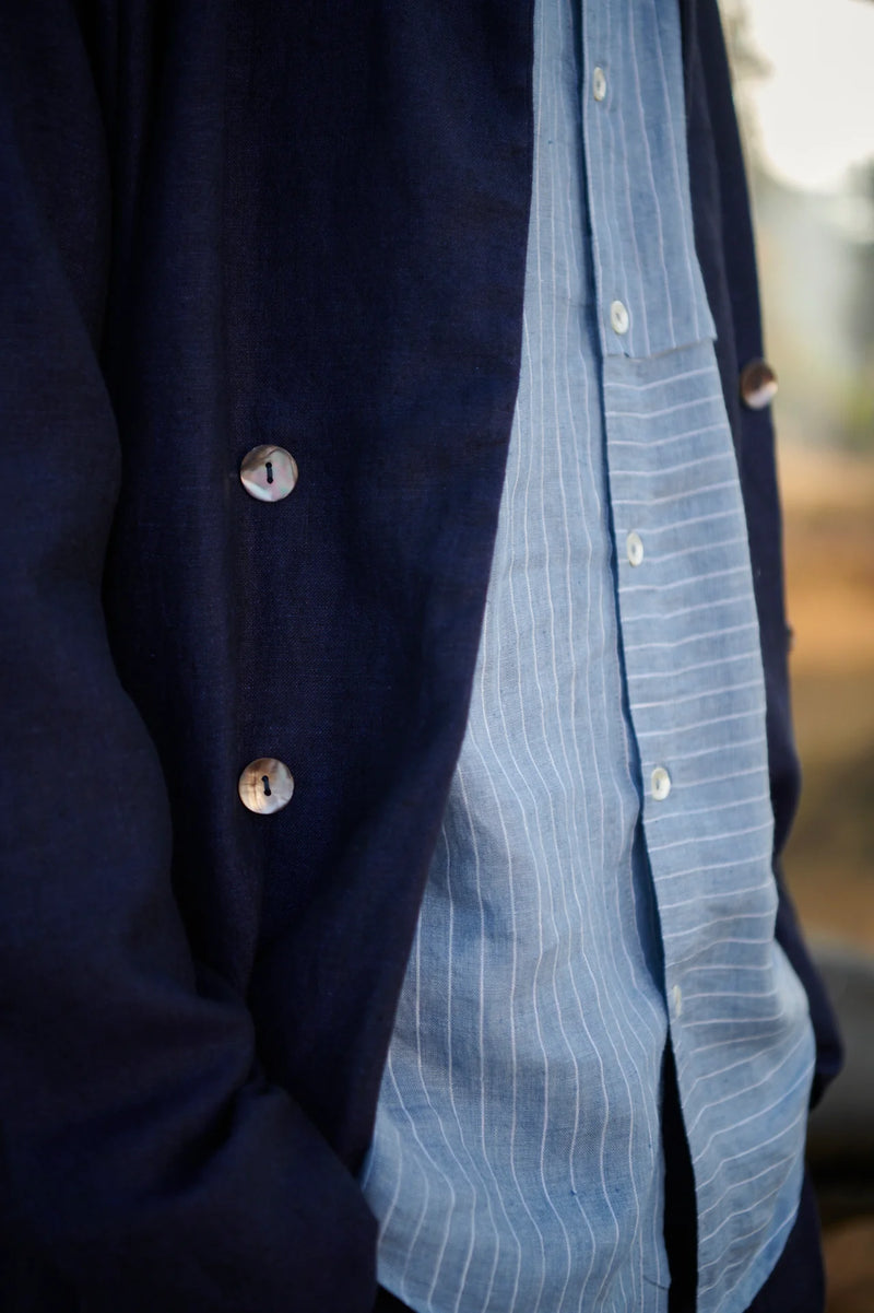 Neel Linen Denim Men's Summer Trench