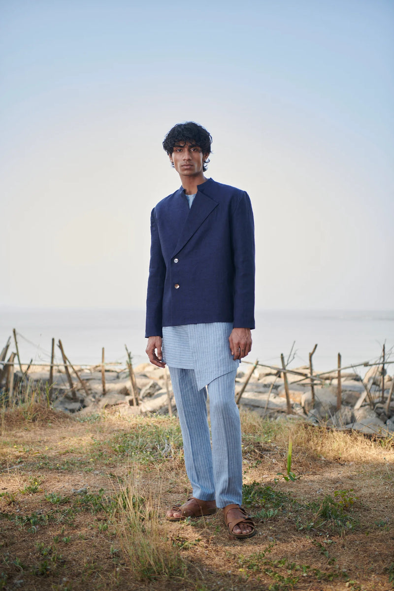 Neel Linen Denim Men's Bandhgala Jacket
