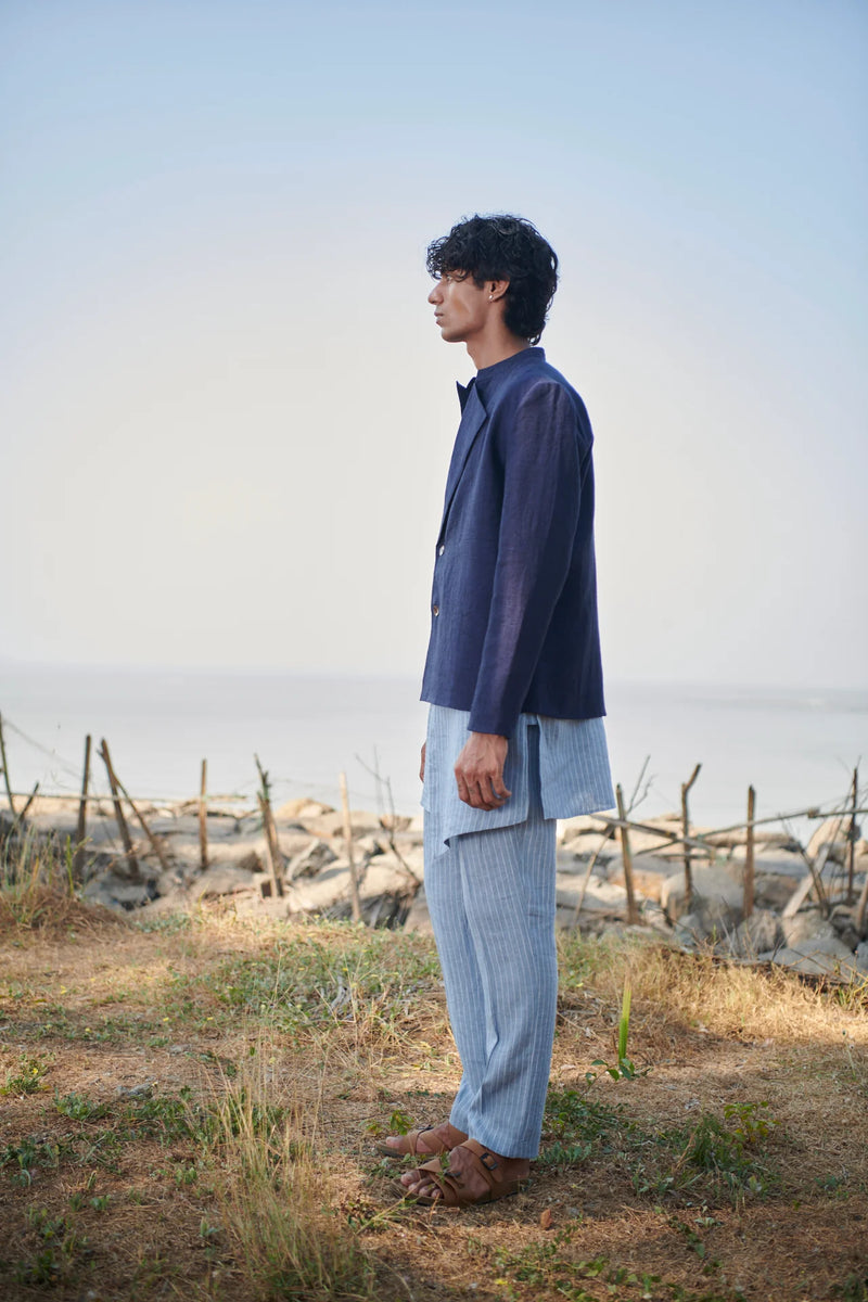 Neel Linen Denim Men's Bandhgala Jacket