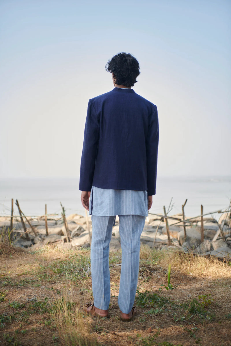 Neel Linen Denim Men's Bandhgala Jacket
