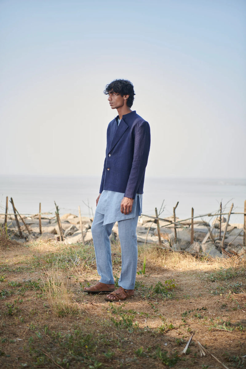 Neel Linen Denim Men's Bandhgala Jacket