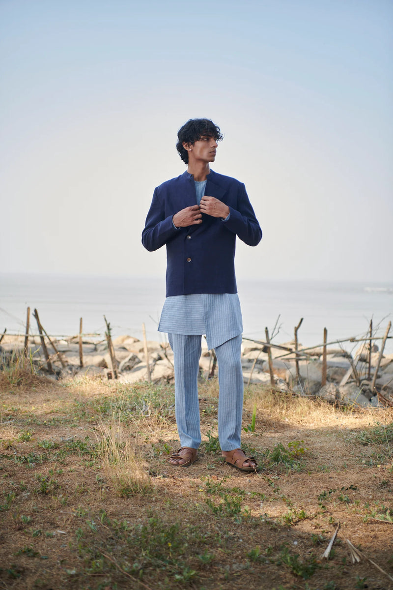 Neel Linen Denim Men's Bandhgala Jacket