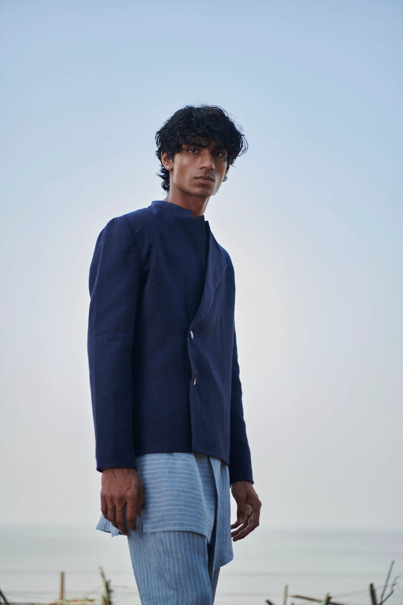 Neel Linen Denim Men's Bandhgala Jacket