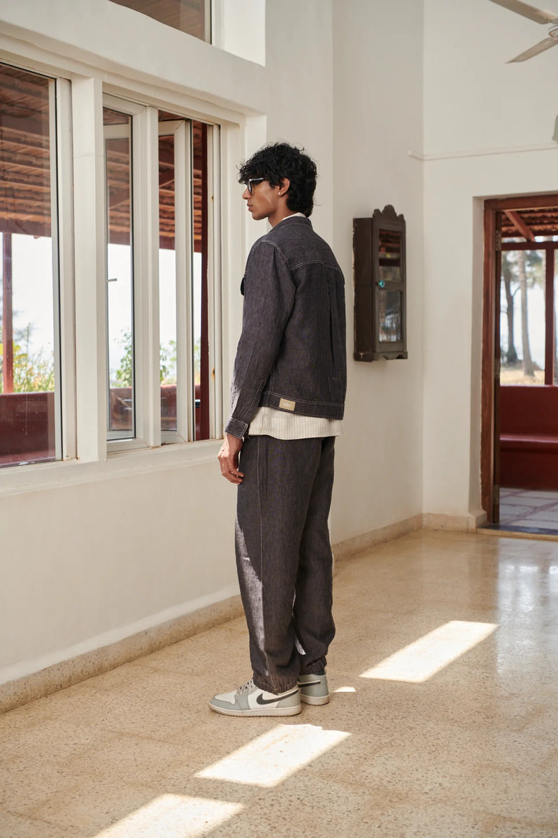 Graphite Linen Men's Jacket & Jogger Set
