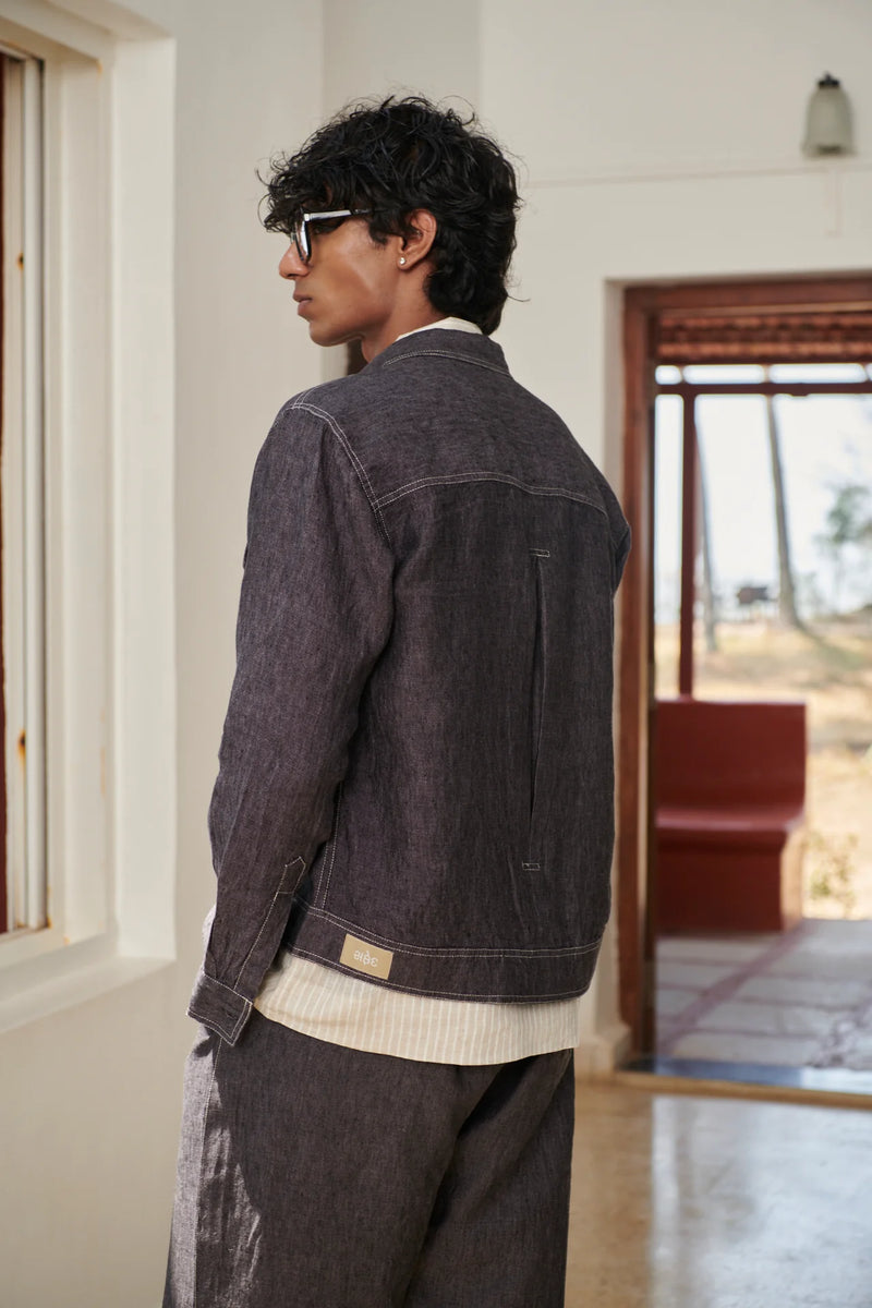 Graphite Linen Men's Jacket & Jogger Set