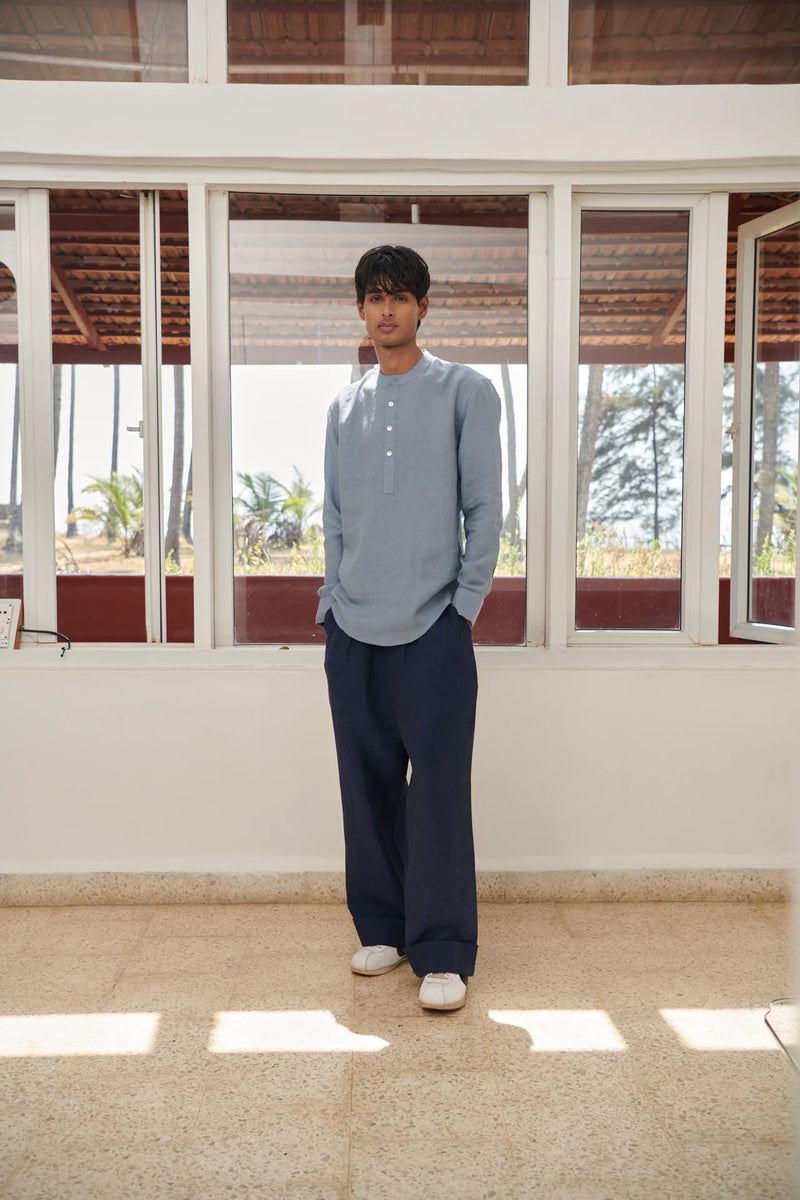 Sky Linen Men's Shirt Kurta