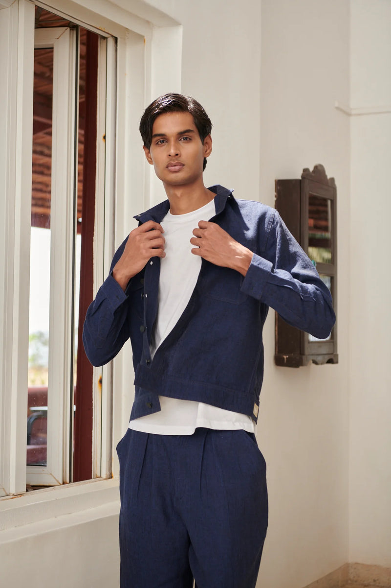 Neel Linen Men's Jacket & Baggy Pants Set