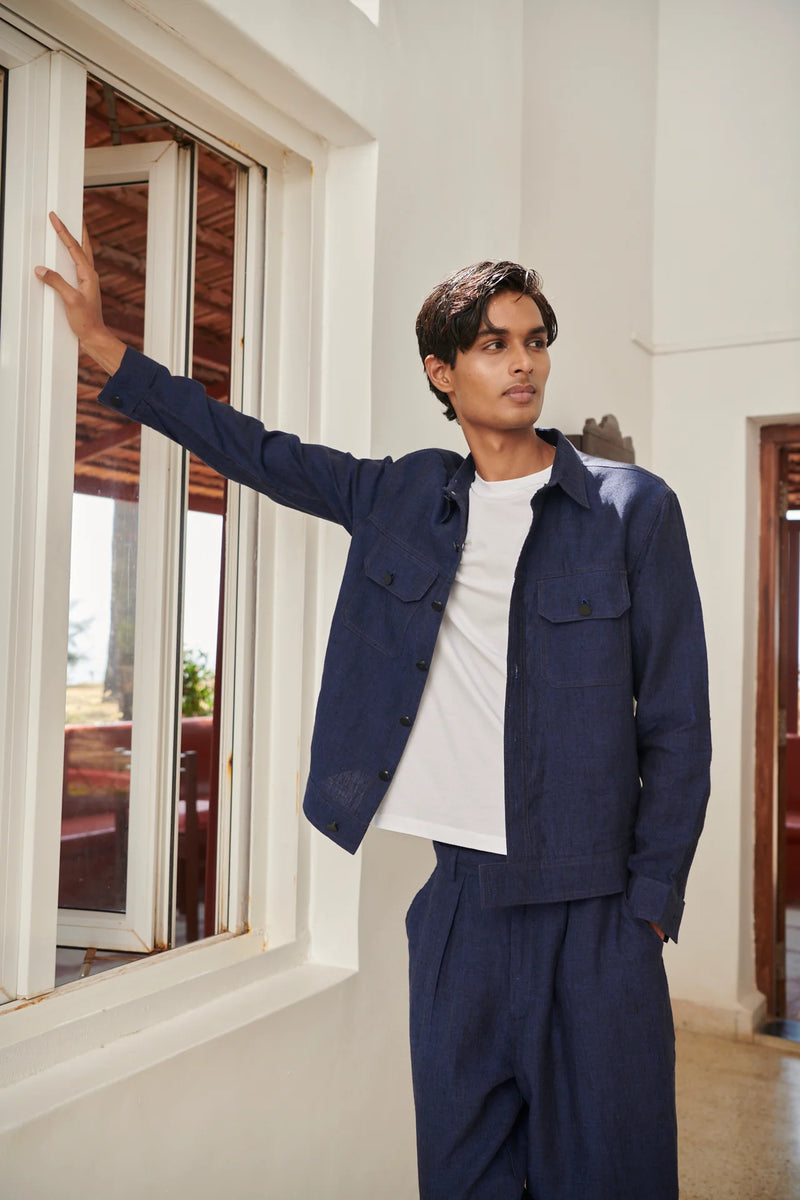 Neel Linen Men's Jacket & Baggy Pants Set