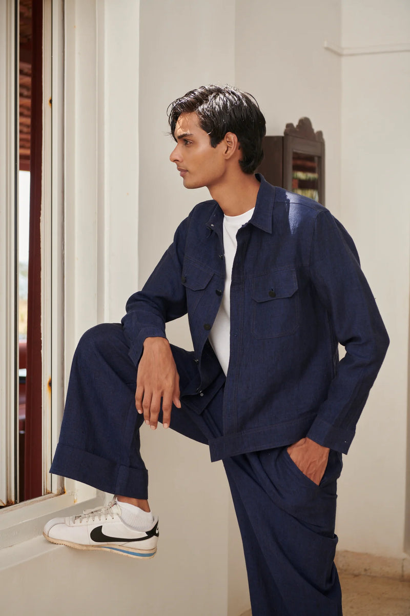 Neel Linen Men's Jacket & Baggy Pants Set