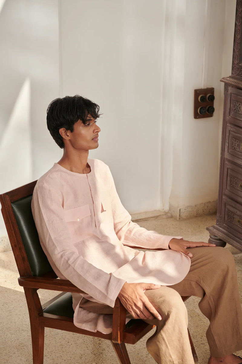 Blush Mousse Men's Round Hem Kurta Set