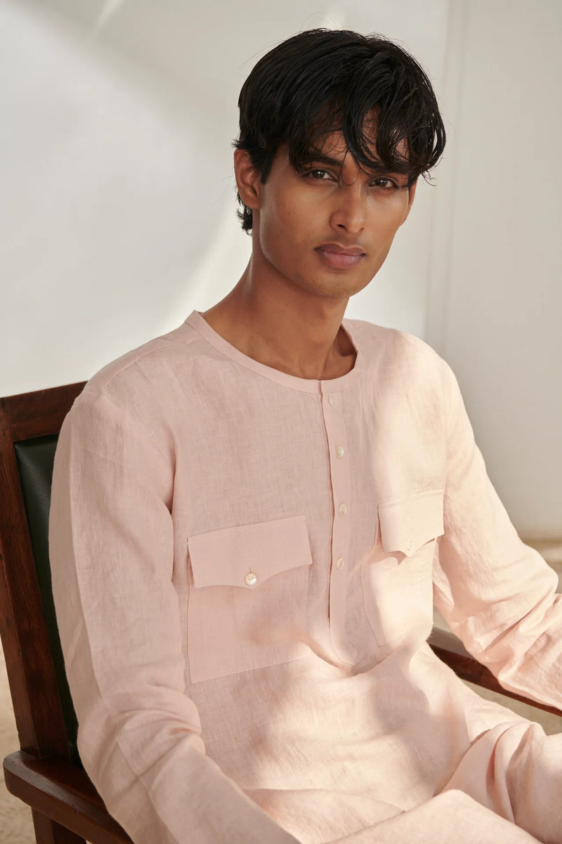 Blush Mousse Men's Round Hem Kurta Set
