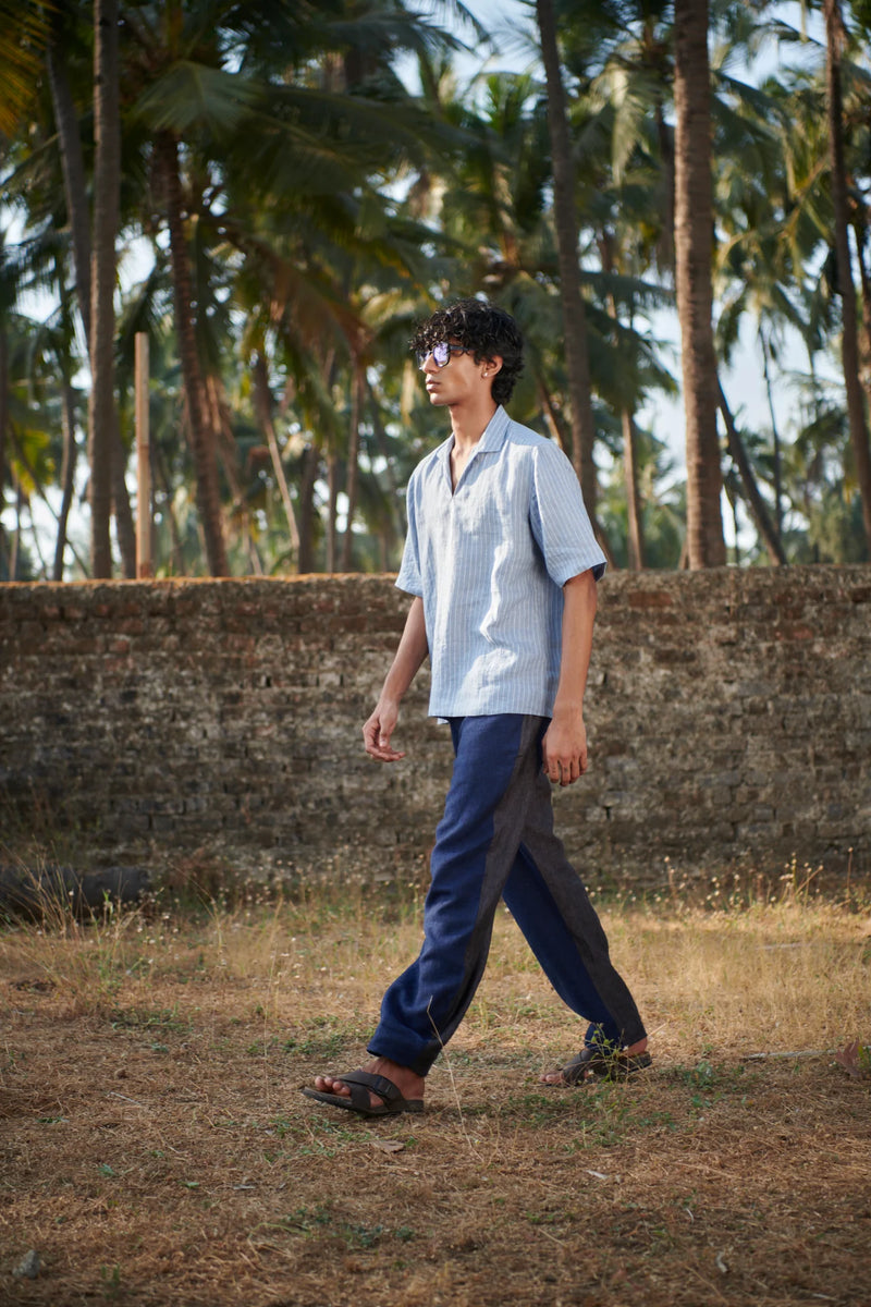 Neel Graphite Linen Denim Men's Barrel Pants