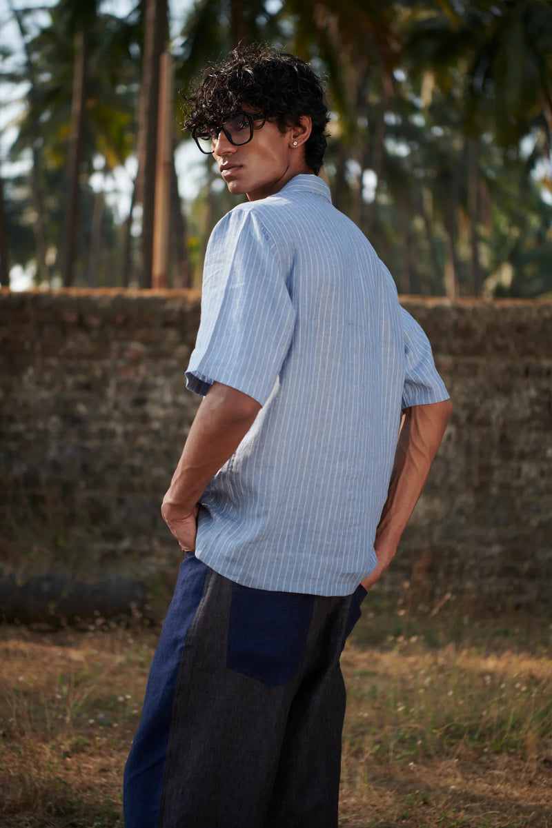 Neel Graphite Linen Denim Men's Barrel Pants