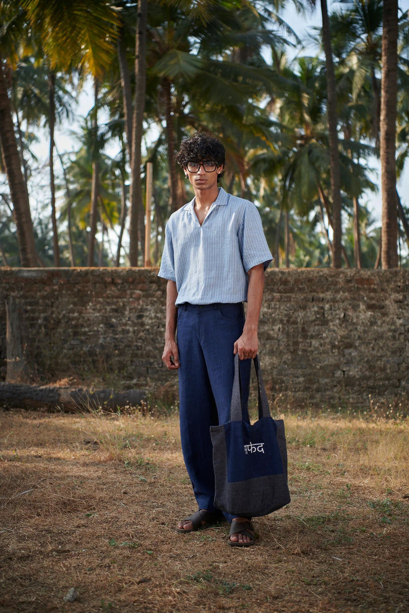 Neel Graphite Linen Denim Men's Barrel Pants