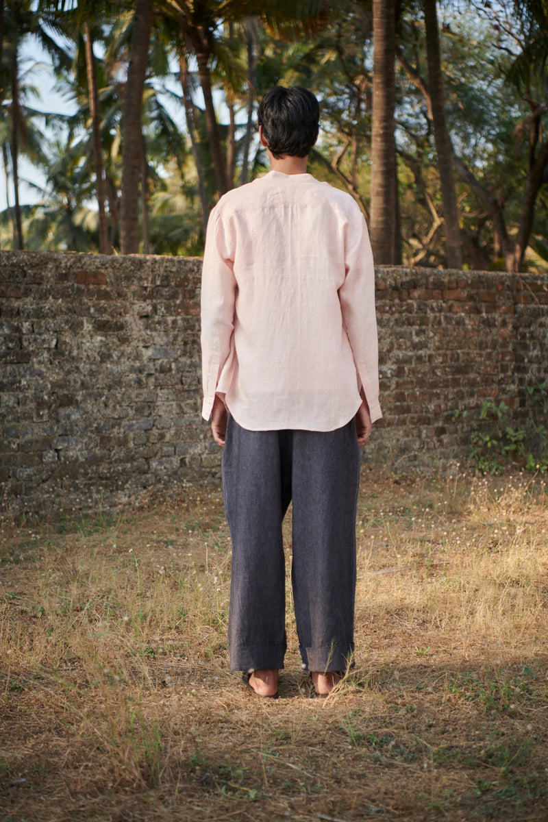 Graphite Linen Denim Men's Baggy Pants