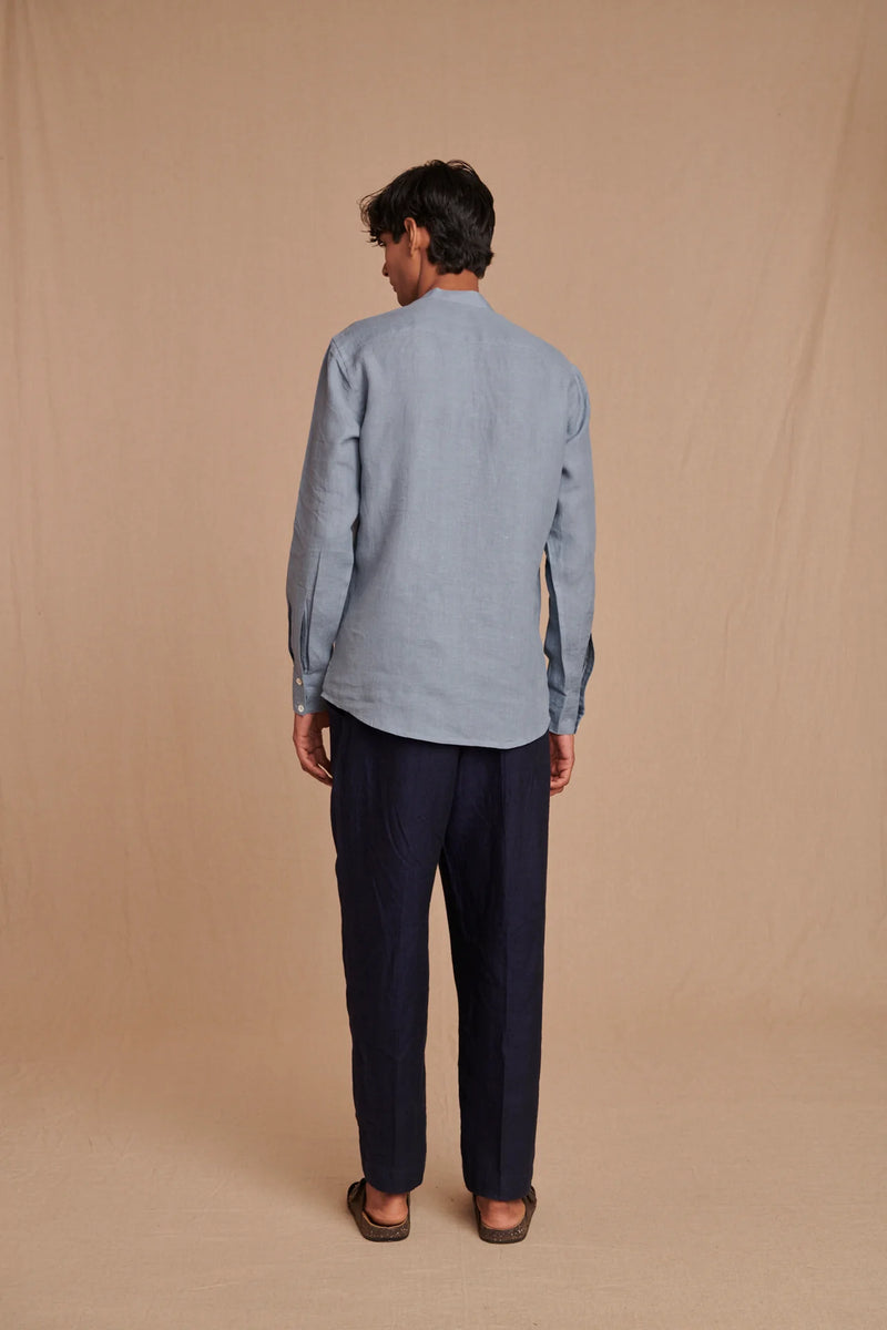 Neel Linen Denim Men's Pleated Tappered Pants