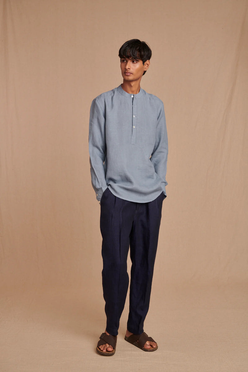 Neel Linen Denim Men's Pleated Tappered Pants