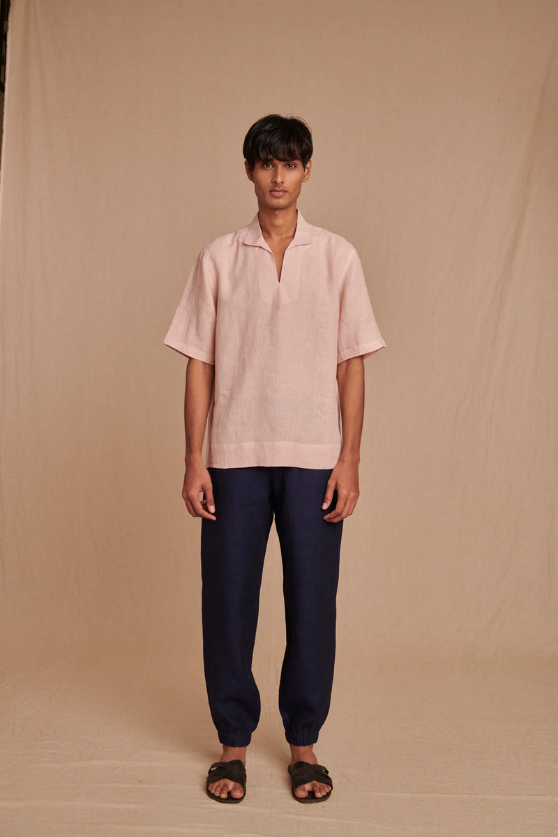 Blush Linen Men's Popover Shirt