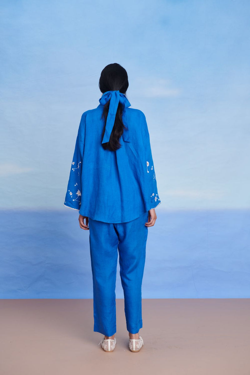 Santorini Linen Oversized Flared Shirt Set