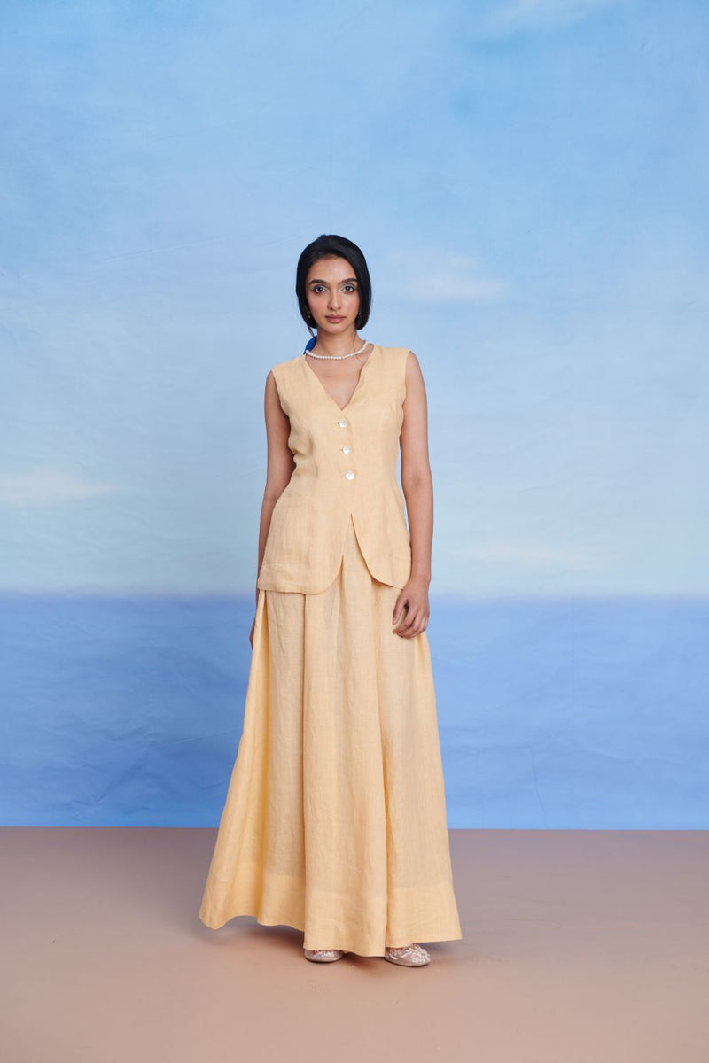 Butterscotch Linen V-Neck Vest