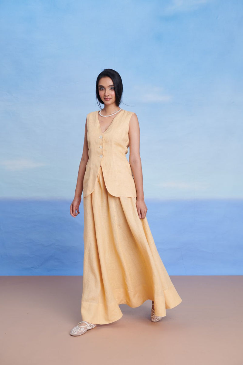 Butterscotch Linen Maxi Skirt