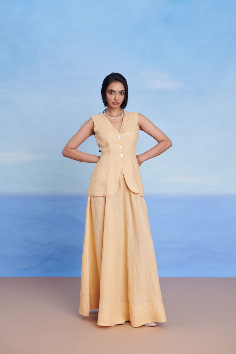Butterscotch Linen Maxi Skirt