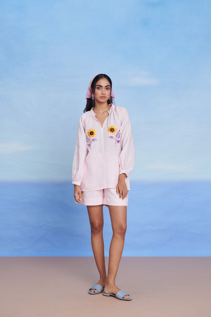 Fleur Linen Billow Shorts Set