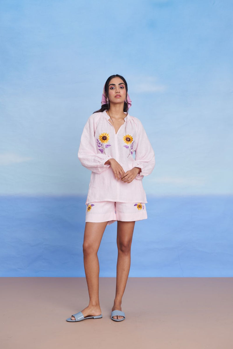 Fleur Linen Billow Shorts Set