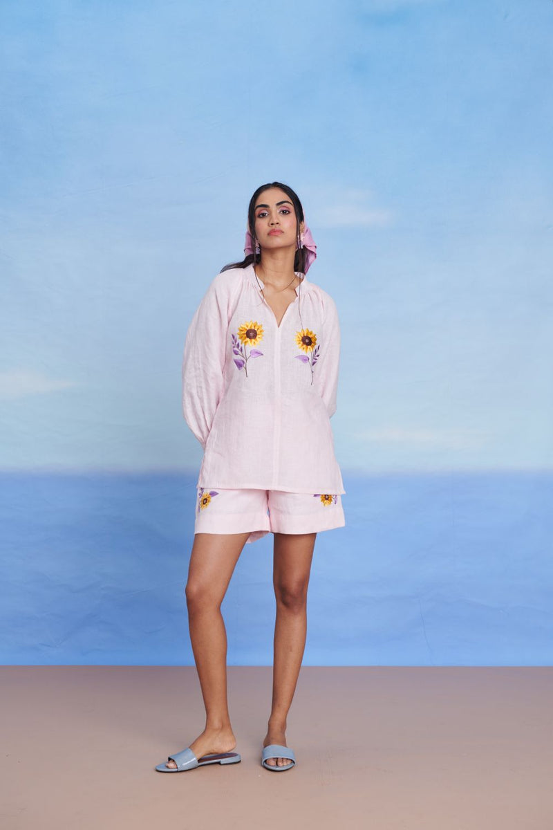 Fleur Linen Billow Shorts Set