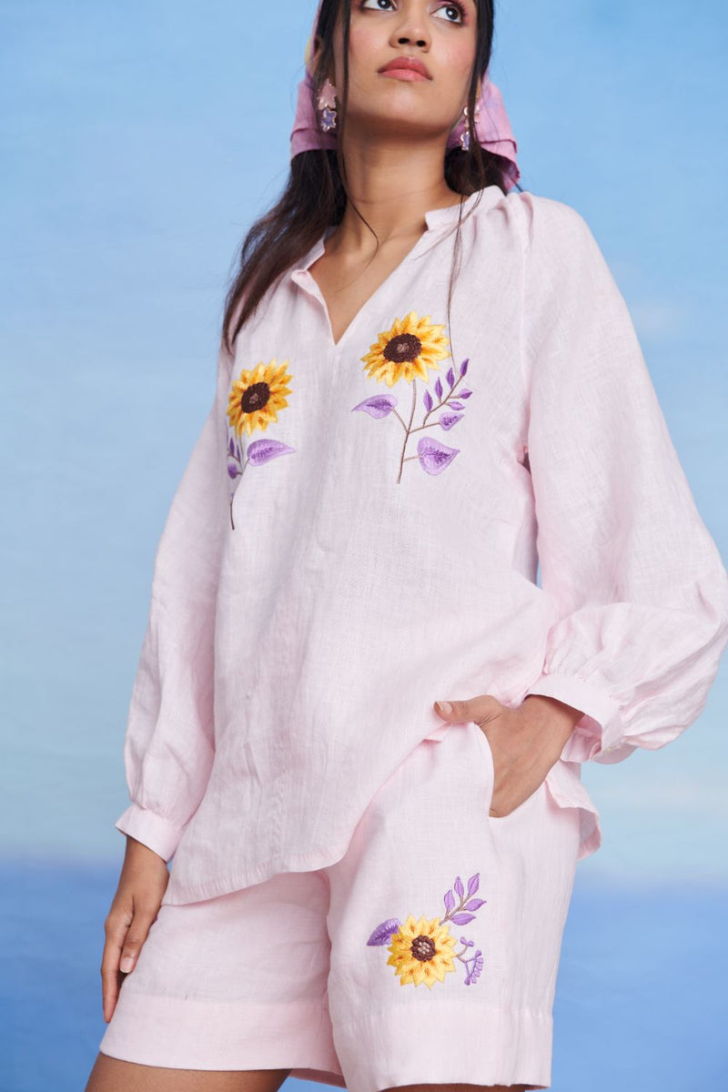 Fleur Linen Billow Shorts Set