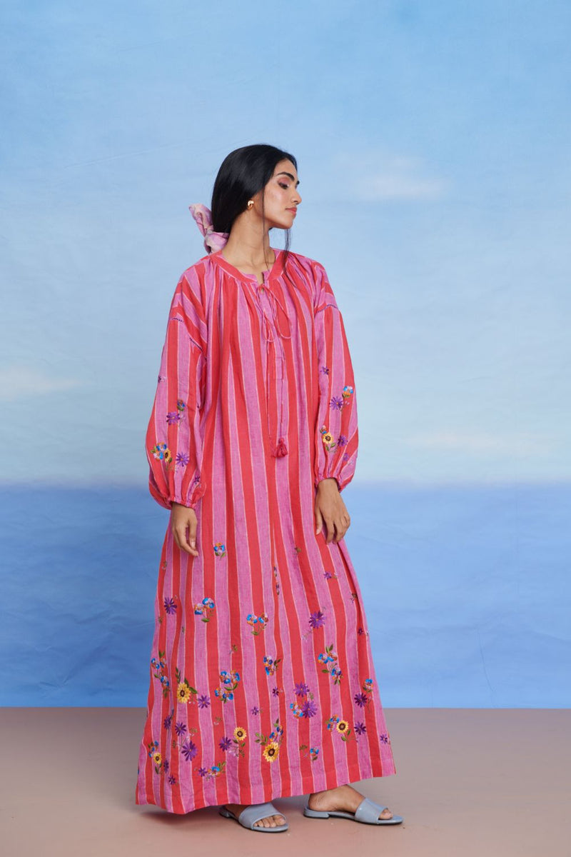 Amalfi Linen Puff Sleeves Dress