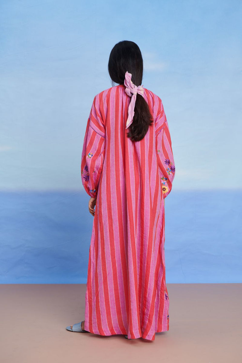 Amalfi Linen Puff Sleeves Dress