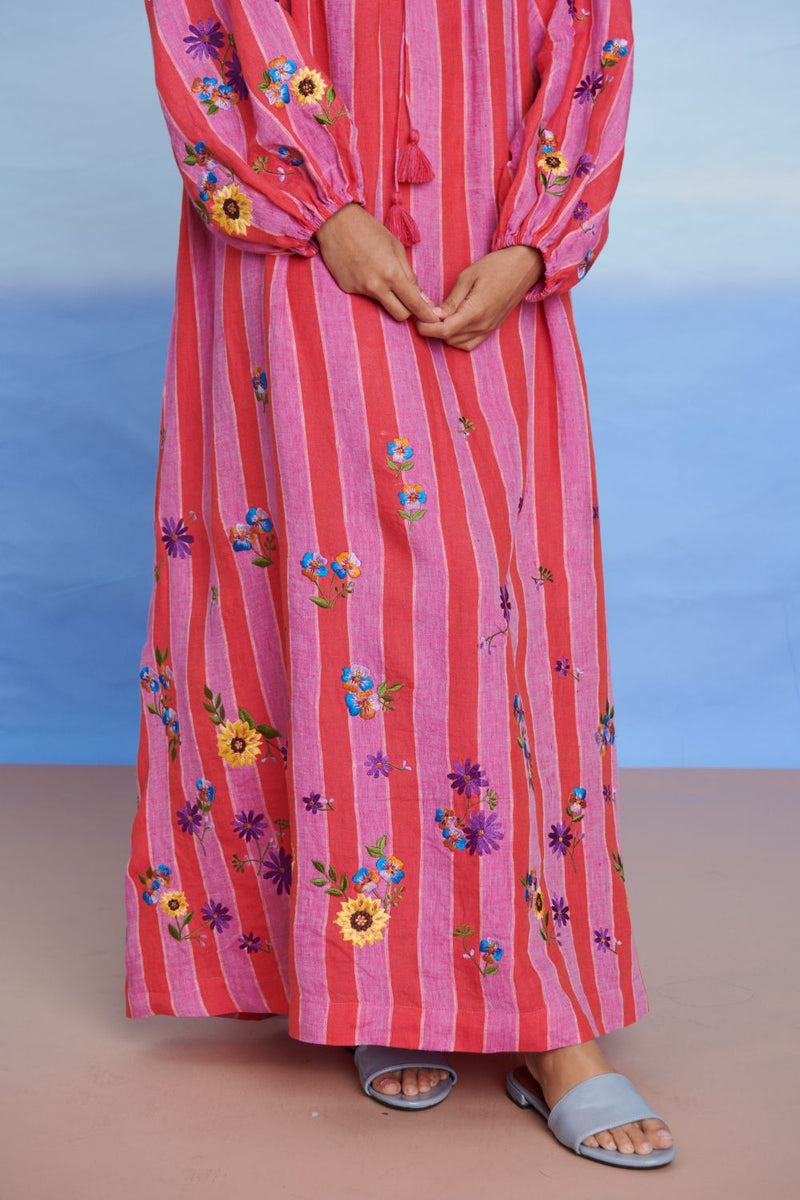 Amalfi Linen Puff Sleeves Dress