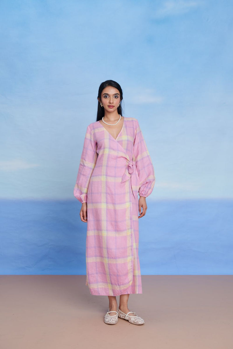 Cassata Linen Wrap Billow Dress