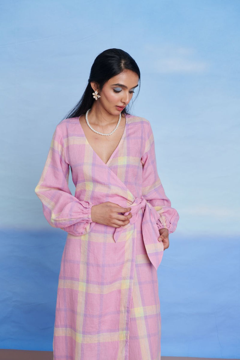 Cassata Linen Wrap Billow Dress